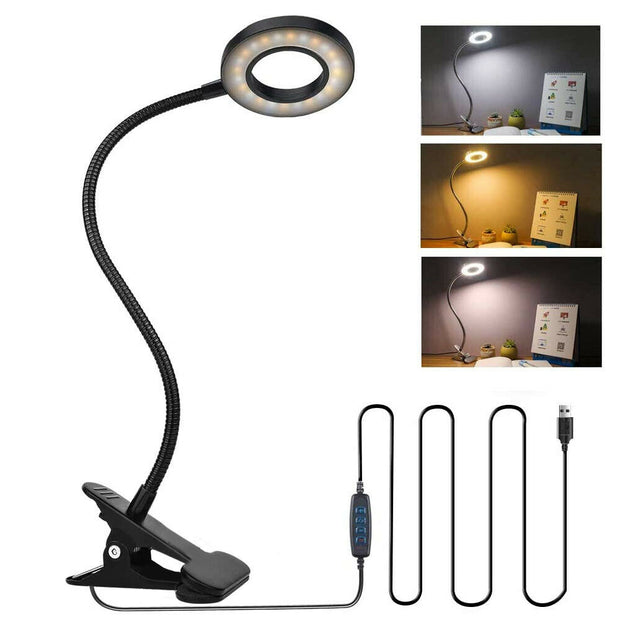 Clip On Lamp LED Flexible Arm USB Table Night Light